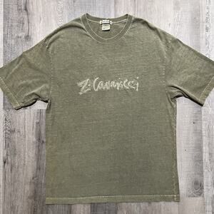 Vintage Z Cavaricci Jeans T Shirt M Oversize Embroidered Spellout Green USA